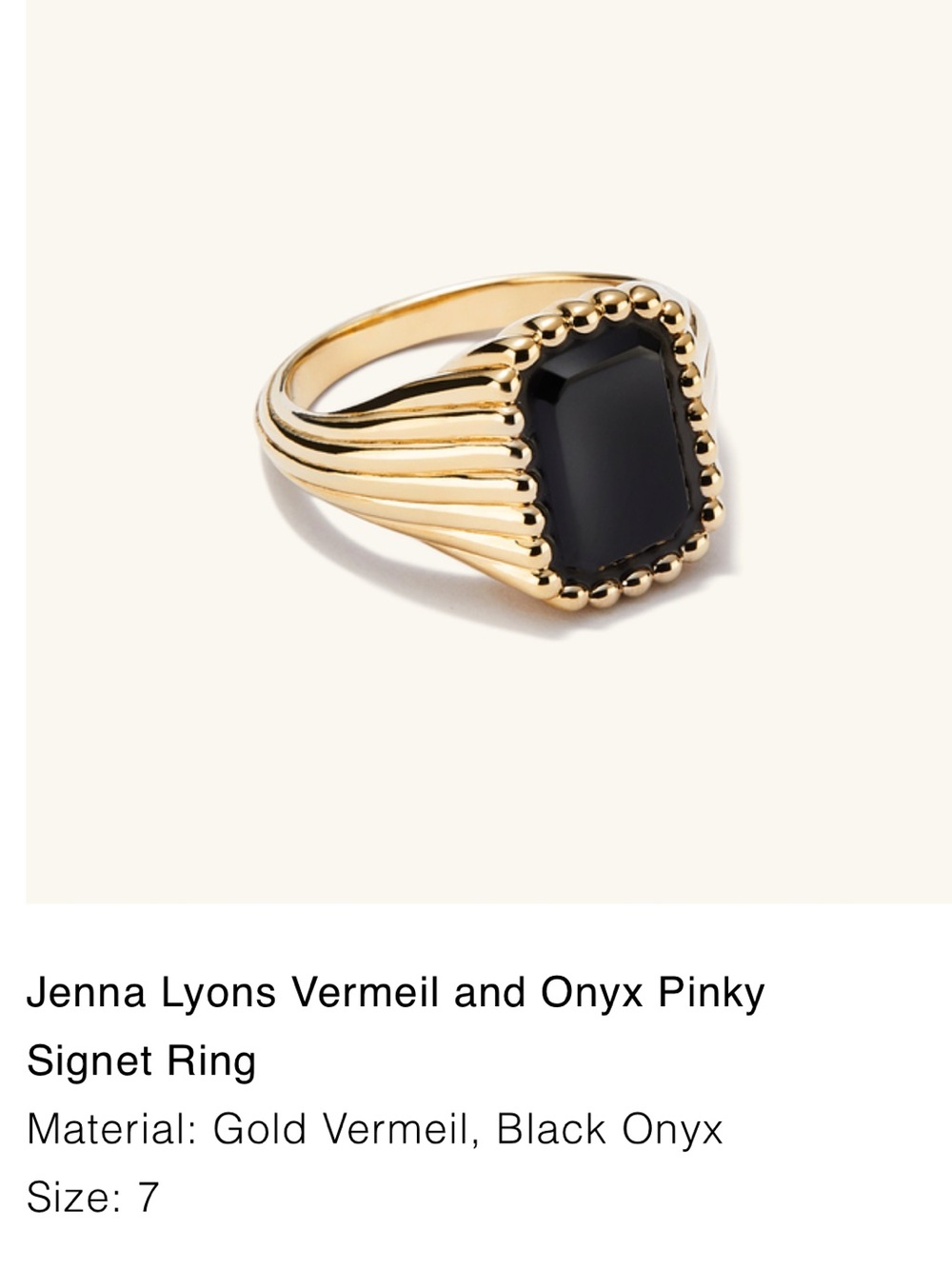 Mejuri Jenna Lyons Vermeil & Onyx Signet Ring